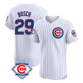 Chicago Cubs #29 Michael Busch Player White AmberGomez 150th Anniversary Limited Elite Home Game Stitched Jerseys