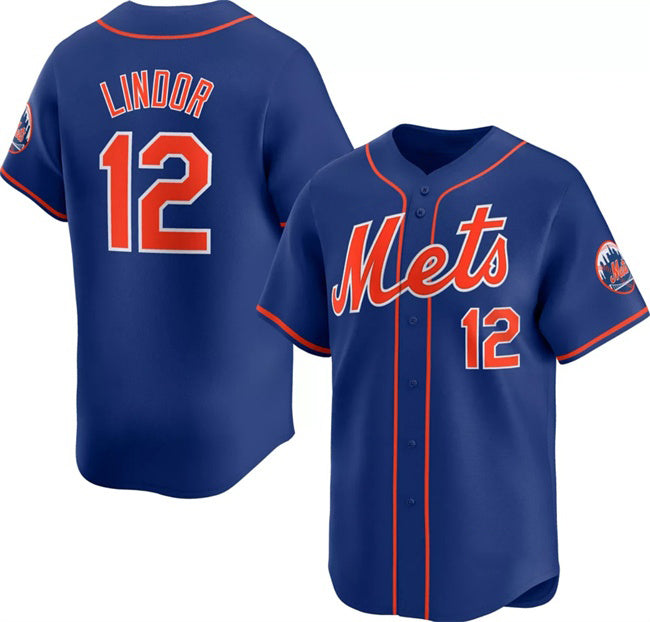 New York Mets #12 Francisco Lindor Royal AmberGomez 2024 Alternate Limited Stitched Jersey