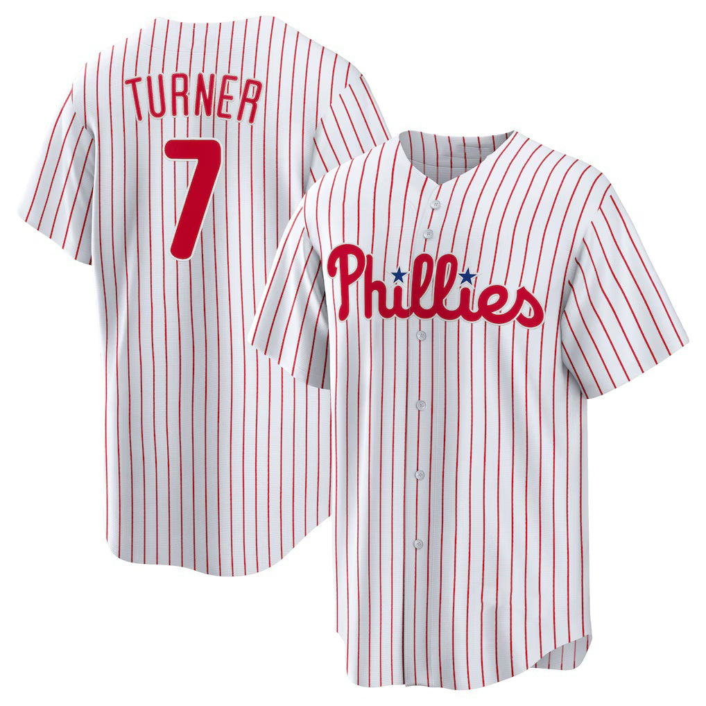 Philadelphia Phillies #7 Trea Turner White AmberGomez Home Replica Player Jersey