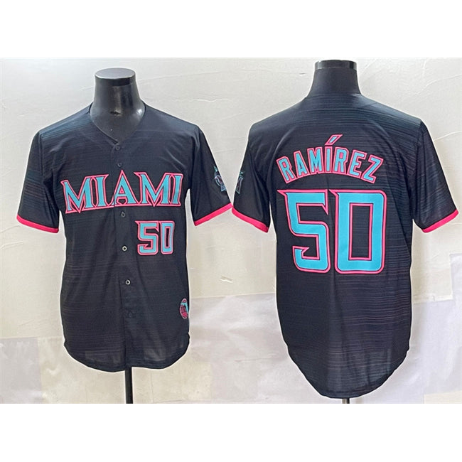 Miami Marlins #50 Agust¨ªn Ram¨ªrez Black AmberGomez 2025 City Connect Limited Stitched Jersey
