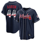 Atlanta Braves #44 Hank Aaron Player Navy AmberGomez USA 250 Fourth Of July Limited Home Game Stitched Jerseys