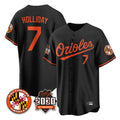 Baltimore Orioles #7 Jackson Holliday Player Black AmberGomez 30th Anniversary of 2131 Home Game Stitched Jerseys