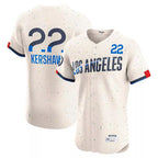 Los Angeles Dodgers #22 Clayton Kershaw Player Cream AmberGomez City Connect Limited Elite Home Stitched Jerseys