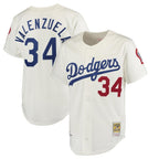 Los Angeles Dodgers #34 Fernando Valenzuela Player Cream AmberGomez Throwback Vapor Limited Stitched Jerseys