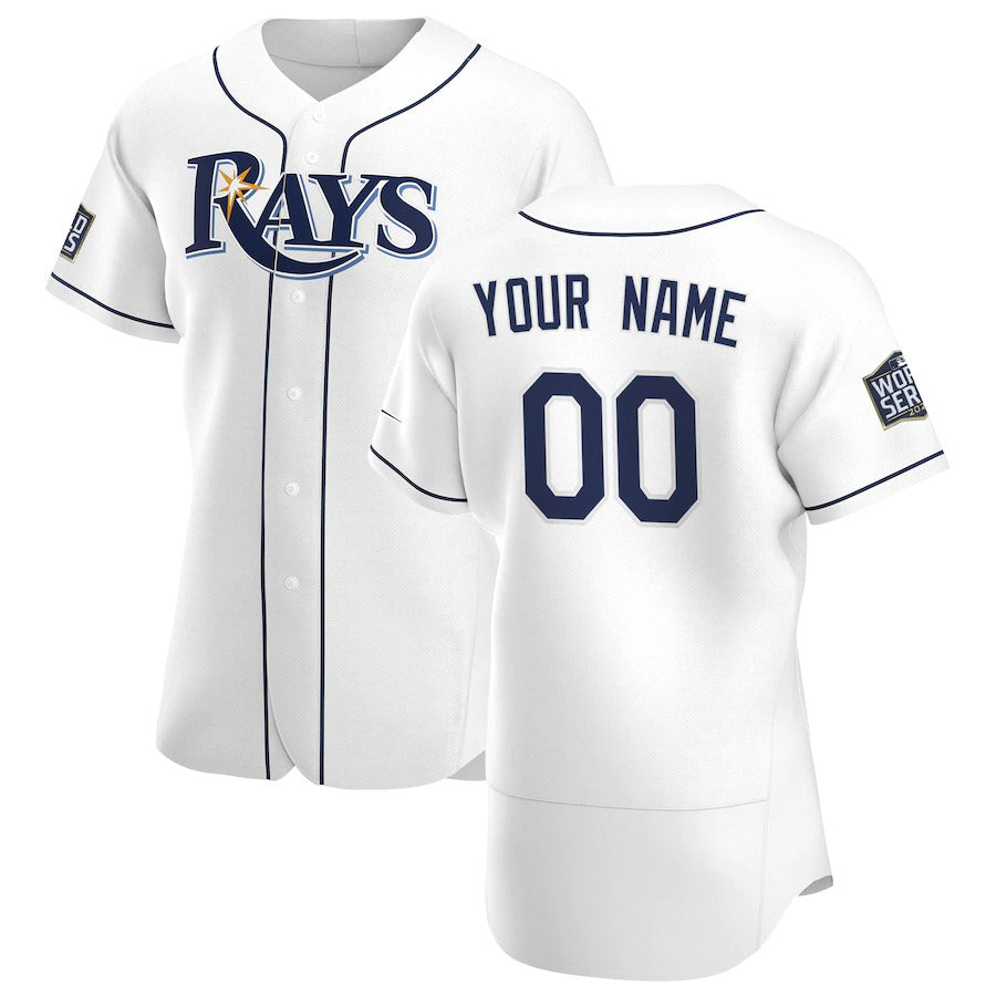 Custom Tampa Bay Rays White AmberGomez Home 2020 World Series Bound Authentic Player Jersey