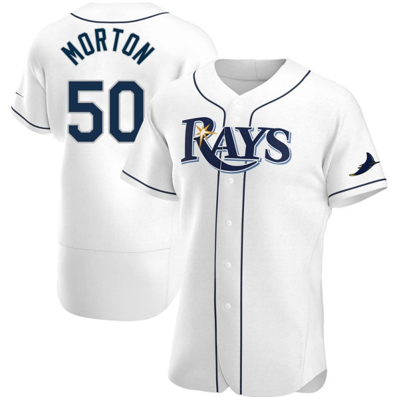 Tampa Bay Rays #50 Charlie Morton White AmberGomez Home Jersey