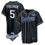 Los Angeles Dodgers #5 Freddie Freeman Player Black AmberGomez World Series Black Carbon Limited Home Stitched Jerseys