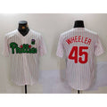 Philadelphia Phillies #45 Zack Wheeler White Green AmberGomez Cool Base Stitched Jersey 2