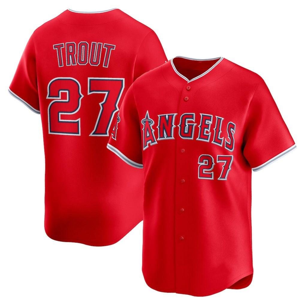 Los Angeles Angels #27 Mike Trout Red AmberGomez Alternate Limited Player Jersey