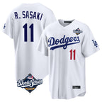 Los Angeles Dodgers #11 Roki Sasaki Player White AmberGomez World Series Home Game Stitched Jerseys