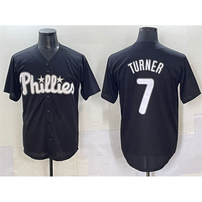 Philadelphia Phillies #7 Trea Turner Black AmberGomez Lights Out Limited Stitched Jersey