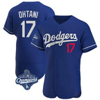 Los Angeles Dodgers #17 Shohei Ohtani Player Royal AmberGomez World Series Meet Limited Elite Home Stitched Jerseys