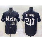 New York Mets #20 Pete Alonso Black AmberGomez 'Gotham Gothic Edition' Vapor Premier Limited Stitched Jersey
