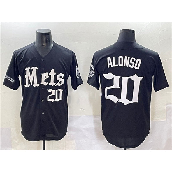 New York Mets #20 Pete Alonso Black AmberGomez 'Gotham Gothic Edition' Vapor Premier Limited Stitched Jersey