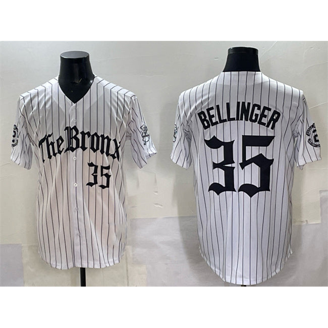 New York Yankees #35 Cody Bellinger White AmberGomez Pinstripe 'Gothic Legacy Edition' Vapor Premier Limited Stitched Jersey