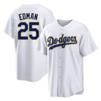 Los Angeles Dodgers #25 Tommy Edman Player Gold White AmberGomez 2026 Collection Stadium Game Stitched Jerseys