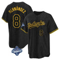 Los Angeles Dodgers #8 Enrique Hern¨¢ndez Player Black Gold AmberGomez World Series Meet Limited Home Stitched Jerseys