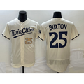 Minnesota Twins #25 Byron Buxton Number 2023 Cream AmberGomez Flex Base Stitched Jersey