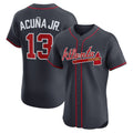 Atlanta Braves #13 Ronald Acu?a Jr. Navy AmberGomez Alternate Elite Jersey