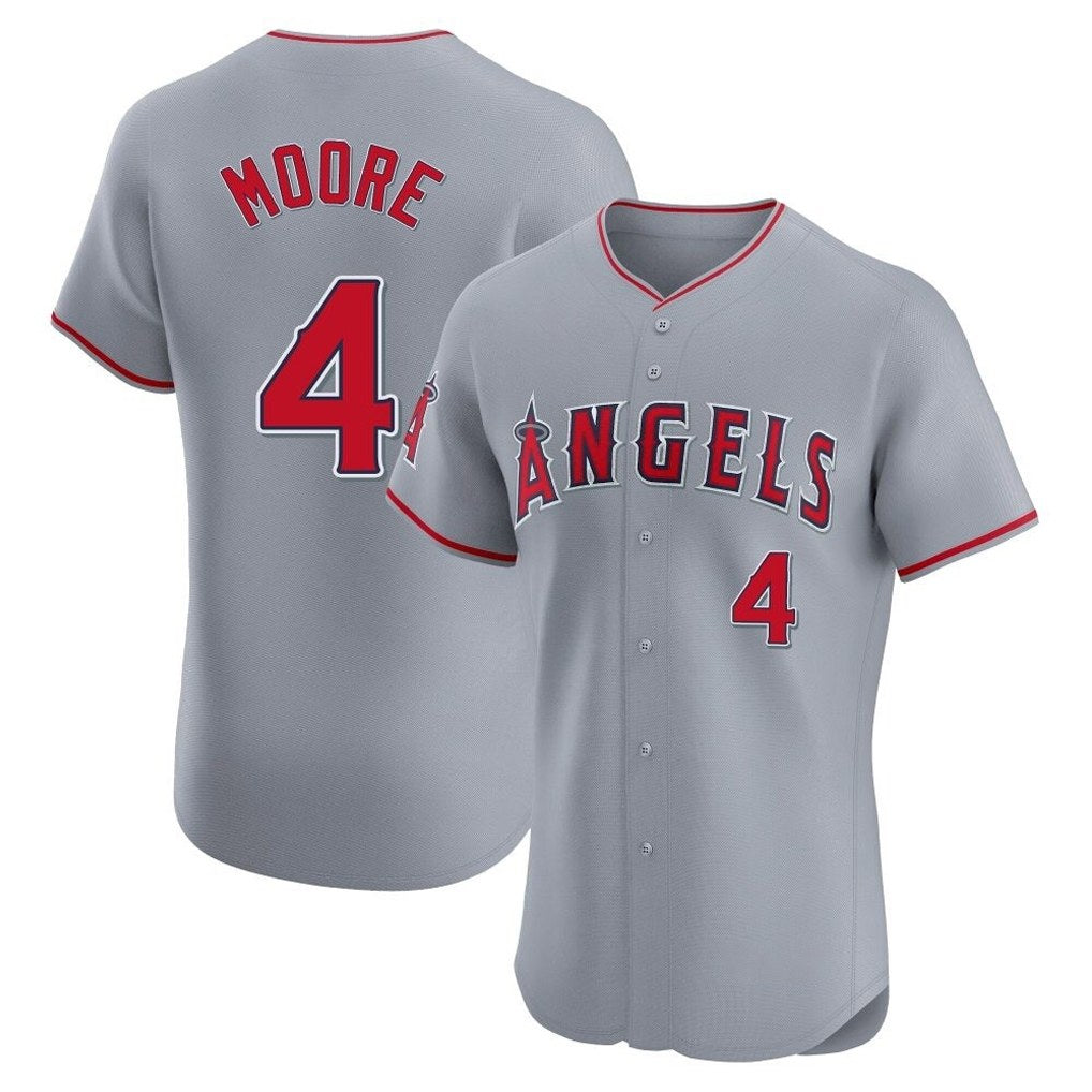 Los Angeles Angels #4 Christian Moore Player Gray AmberGomez Home Limited Elite Stitched Jerseys