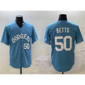 Los Angeles Dodgers #50 Mookie Betts Light Blue AmberGomez Limited Stitched Jersey