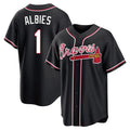 Atlanta Braves #1 Ozzie Albies Player Black AmberGomez Fashion Out Game Stitched Jerseys