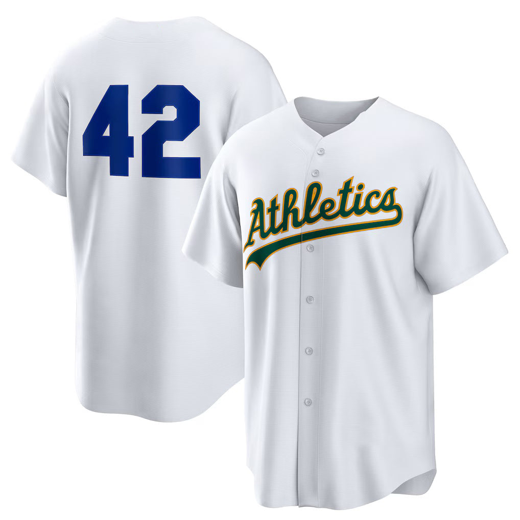 Oakland Athletics #42 Jackie Robinson White AmberGomez Home 2025 Day Replica Jersey