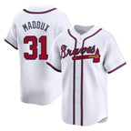 Atlanta Braves #31 Greg Maddux Player White AmberGomez Limited Home Game Stitched Jerseys