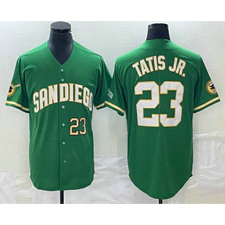 San Diego Padres #23 Fernando Tatis Jr Number Green AmberGomez Cool Base Stitched Jersey