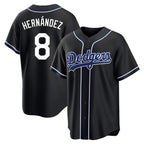 Los Angeles Dodgers #8 Enrique Hern¨¢ndez Player Black AmberGomez Carbon Limited Home Stitched Jerseys