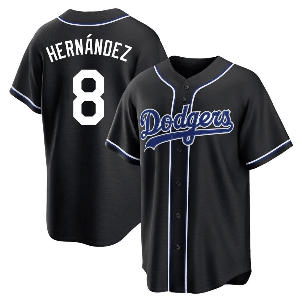 Los Angeles Dodgers #8 Enrique Hern¨¢ndez Player Black AmberGomez Carbon Limited Home Stitched Jerseys