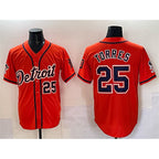 Detroit Tigers #25 Gleyber Torres Orange AmberGomez With Patch Vapor Premier Limited Stitched Jersey 2