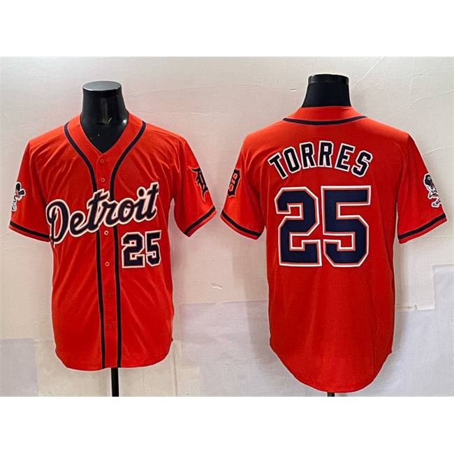 Detroit Tigers #25 Gleyber Torres Orange AmberGomez With Patch Vapor Premier Limited Stitched Jersey 2