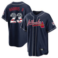 Atlanta Braves #23 Michael Harris II Player Navy AmberGomez USA 250 Fourth Of July Limited Home Game Stitched Jerseys