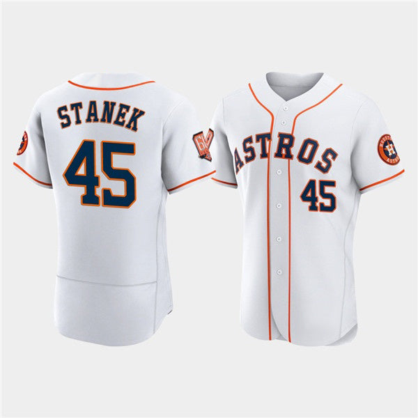 Houston Astros #45 Ryne Stanek White AmberGomez 60th Anniversary Flex Base Stitched Jersey