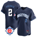 Chicago Cubs #2 Nico Hoerner Player Navy AmberGomez City Connect 150th Anniversary Limited Home Stitched Jerseys