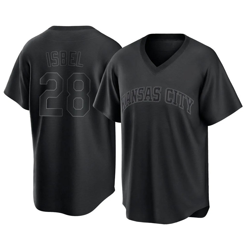 Kansas City Royals #28 Kyle Isbel Player Black AmberGomez Fashion Game Stitched Jerseys