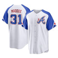 Atlanta Braves #31 Greg Maddux Player White AmberGomez City Connect Home Game Stitched Jerseys