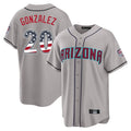 Arizona Diamondbacks #20 Luis Gonzalez Player Gray AmberGomez USA 250 Fourth of July Home Game Stitched Jerseys