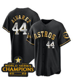 Houston Astros #44 Yordan Alvarez Black Gold AmberGomez 2022 World Serise Champions Patch Stitched Jersey