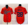 Detroit Tigers #28 Javier B¨¢ez Orange AmberGomez With Patch Cool Base Stitched Jersey