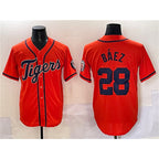 Detroit Tigers #28 Javier B¨¢ez Orange AmberGomez With Patch Cool Base Stitched Jersey