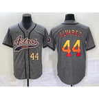 Houston Astros #44 Yordan Alvarez Number Grey AmberGomez Gridiron Cool Base Stitched Jersey
