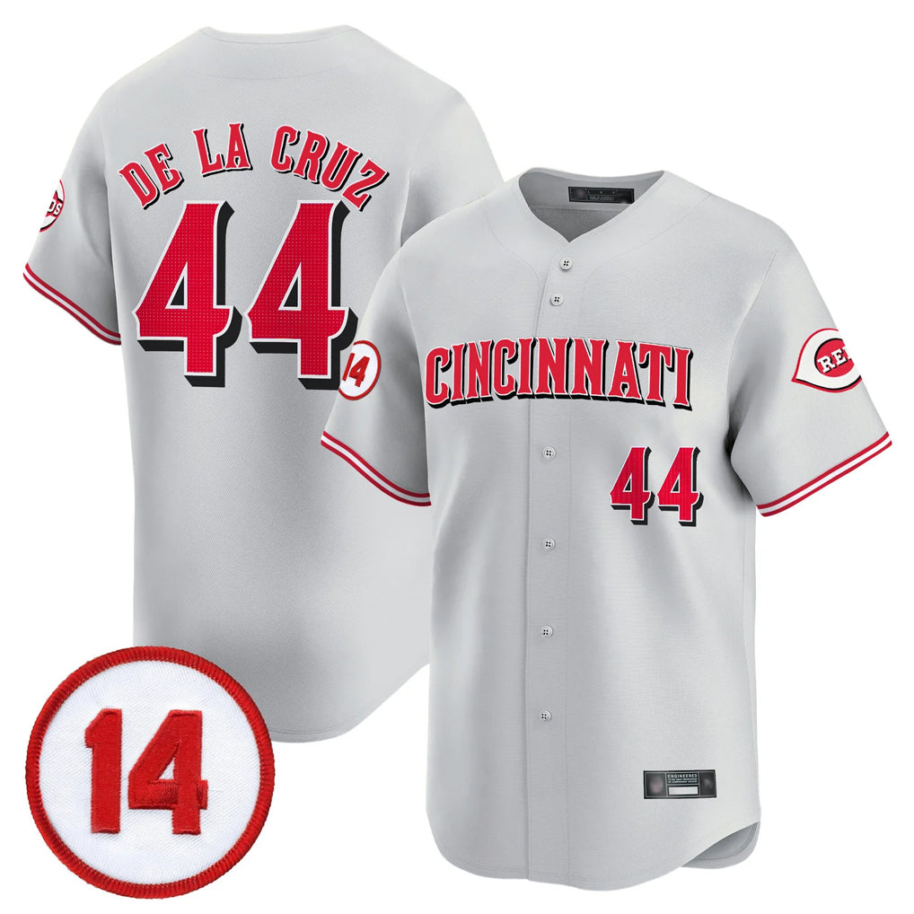 Cincinnati Reds #44 Elly De La Cruz Player Gray AmberGomez Vapor Premier Limited Home Stitched Jerseys