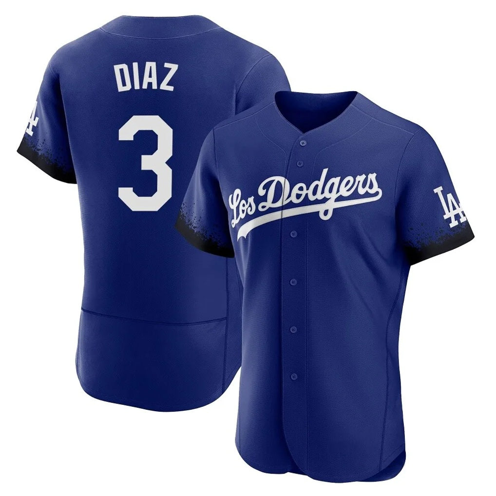 Los Angeles Dodgers #3 Edwin D¨ªaz Player Royal AmberGomez City Connect Elite Home Stitched Jerseys