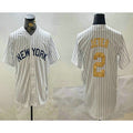 New York Yankees #2 Derek Jeter White AmberGomez Pinstripe Name Fashion Cool Base Jersey