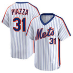 New York Mets #31 Mike Piazza White AmberGomez Throwback Cooperstown Collection Limited Jersey