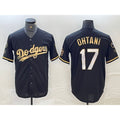 Los Angeles Dodgers #17 Shohei Ohtani Black Gold AmberGomez Stitched Cool Base Jerseys