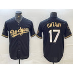 Los Angeles Dodgers #17 Shohei Ohtani Black Gold AmberGomez Stitched Cool Base Jerseys