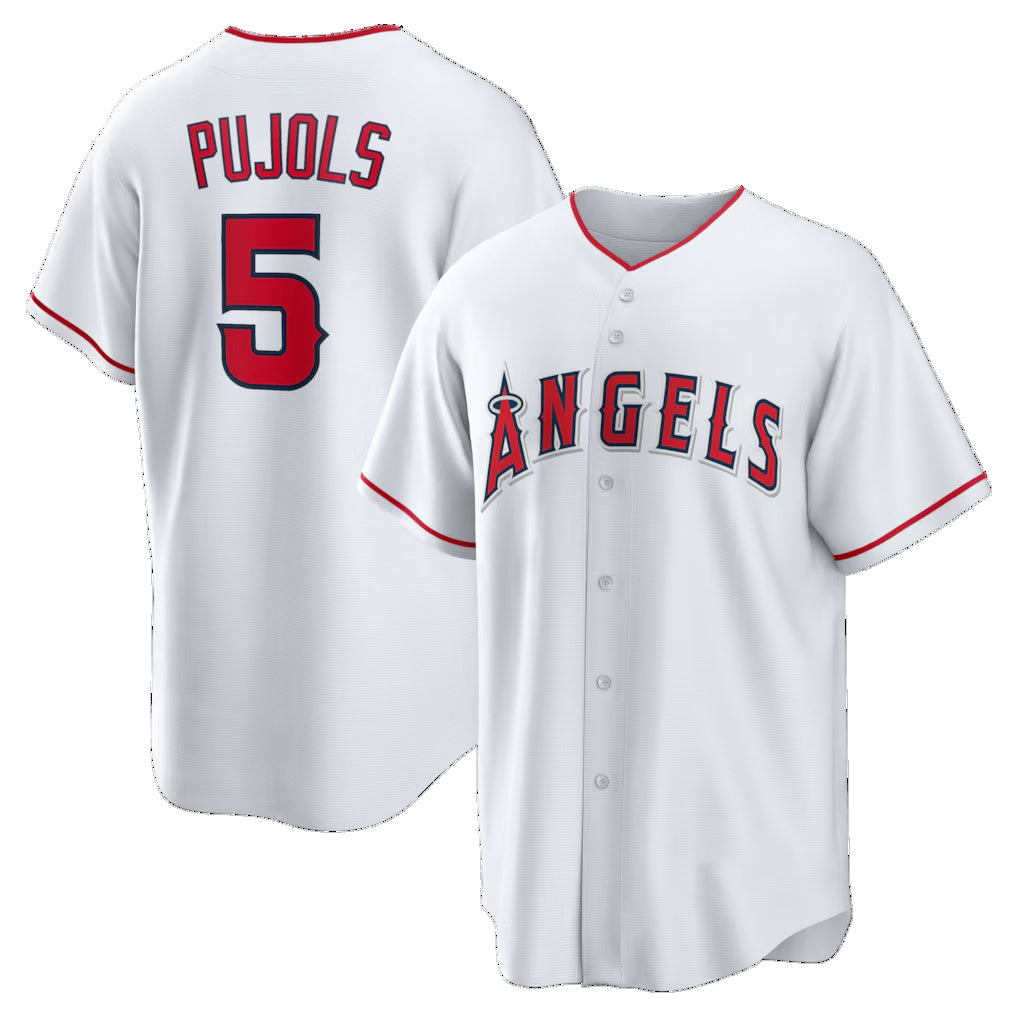 Los Angeles Angels #5 Albert Pujols White AmberGomez Home Retired Player Replica Jersey